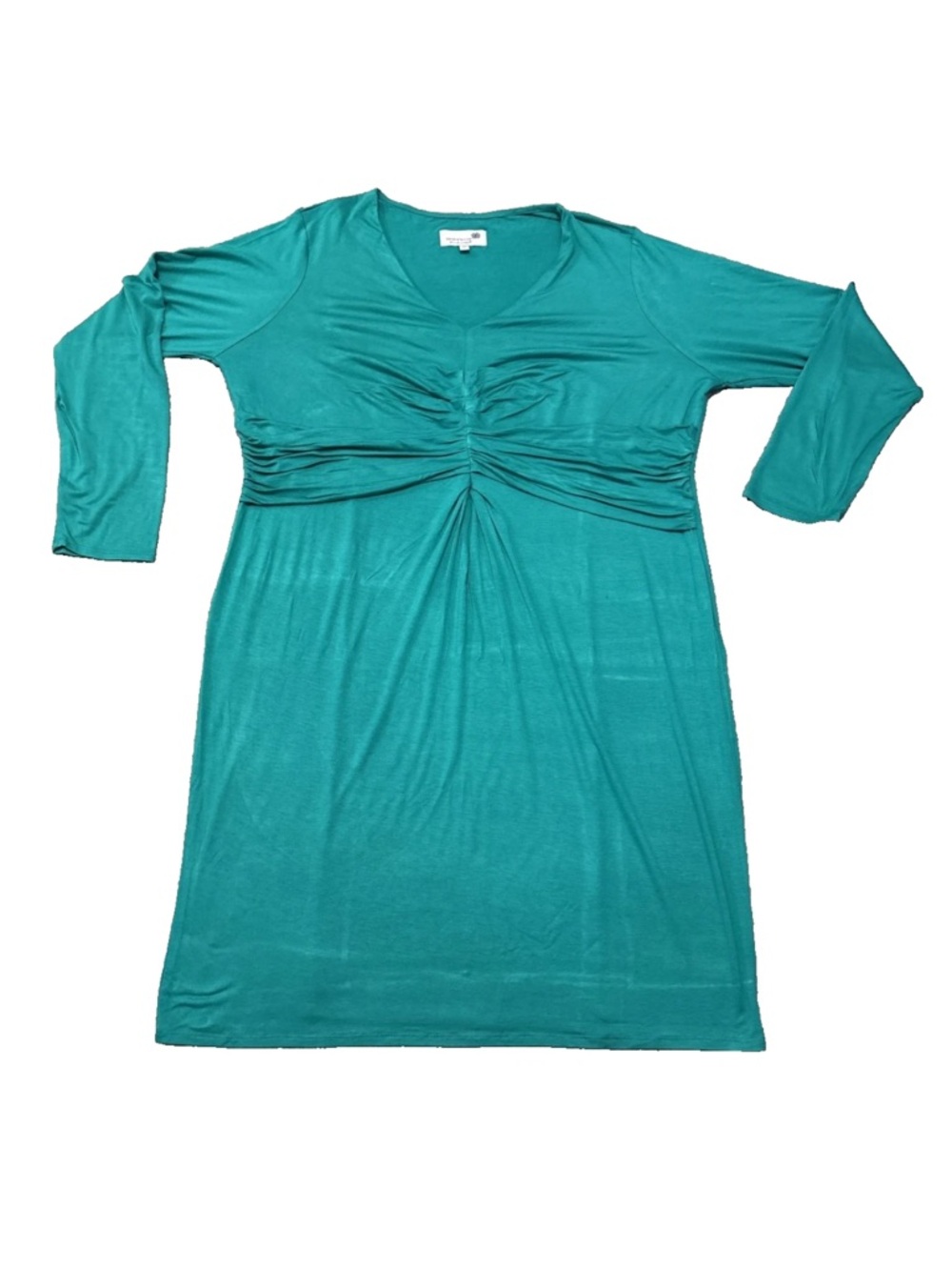 Completely Me By Liz Lange Women’s V-neck Ruched Dress Size 1X Green - Picture 2 of 16